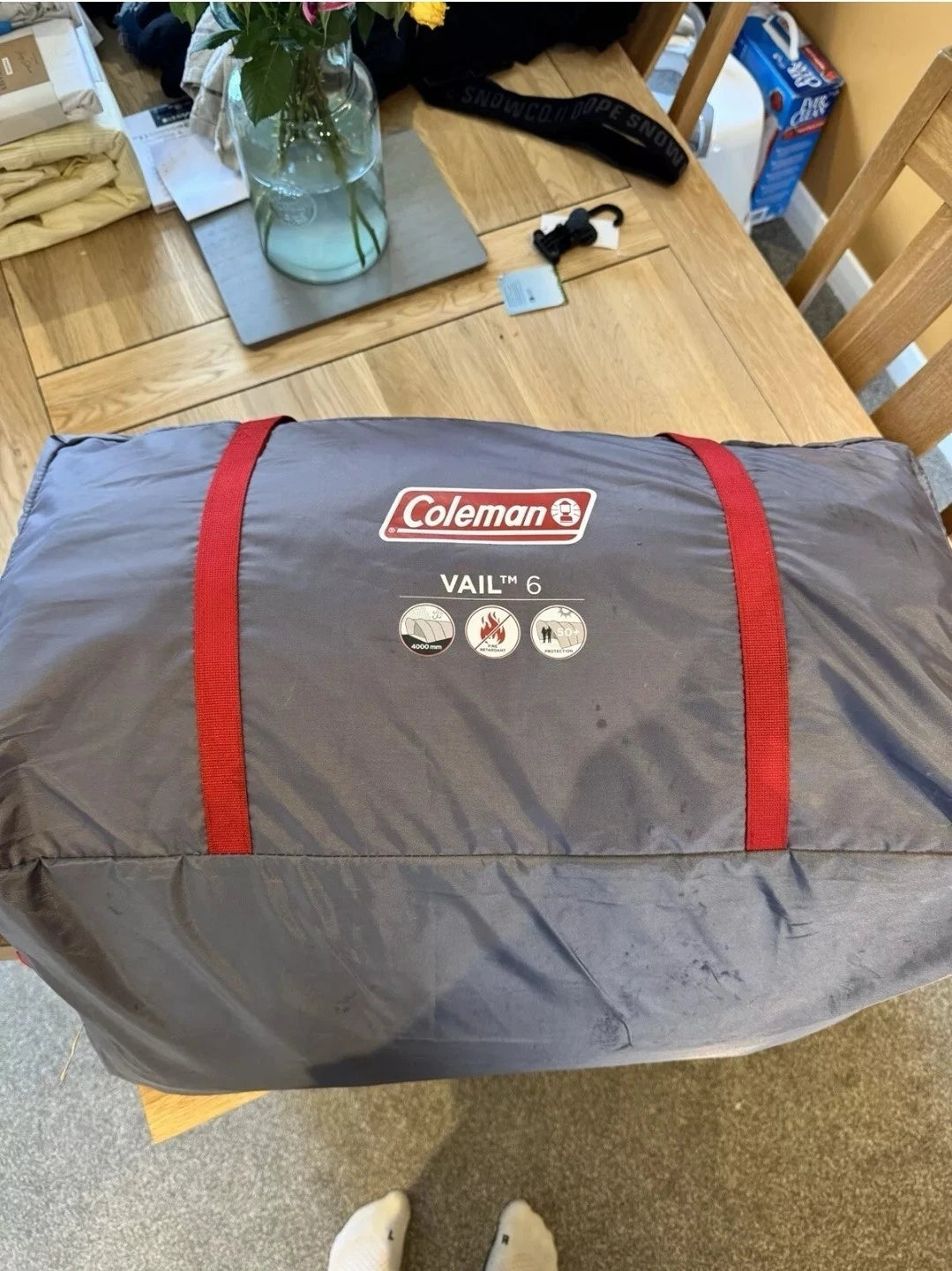 Coleman Vail 6 Person Family Tent - Grey, 4000+ Waterproof with Carry Case [Opened but unused]